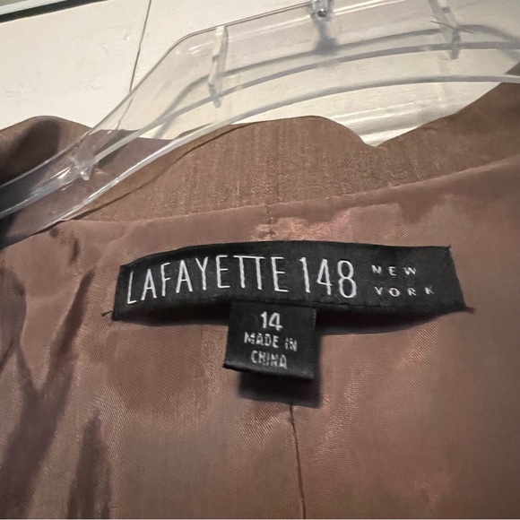 Lafayette 148 Tan Beige Wool Blazer 14 Large Button Down - Picture 10 of 11